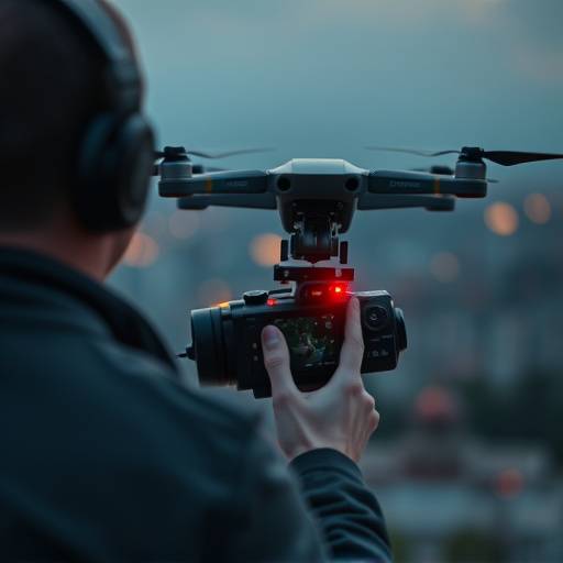 Drone operator filming aerial footage with a professional drone