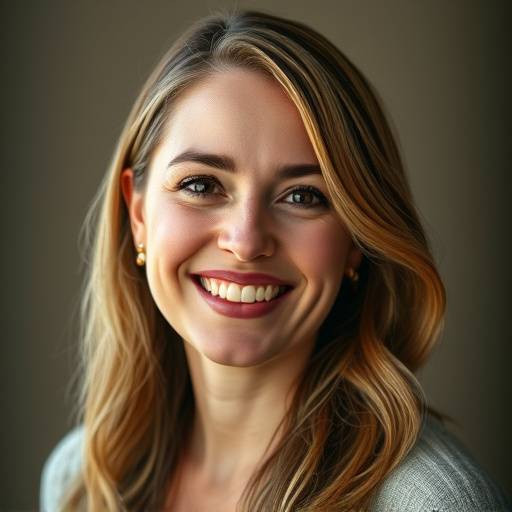 Portrait of Sarah Miller, the Creative Director at Aurora Visuals, smiling warmly.